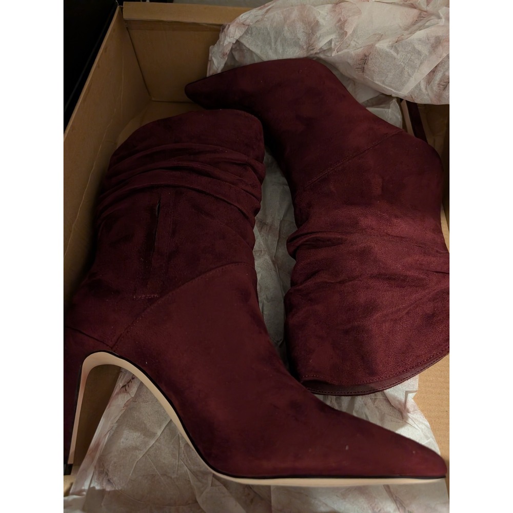 Jessica Simpson Women Shoes 5M‎ Elisti Slouchy Pointed Heel Boots Cherry Suede - Picture 9 of 10